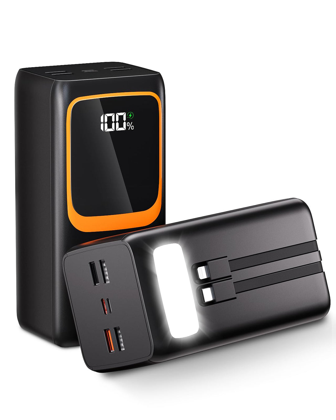 50000mAh Power Bank mit integriertem Kabel: 22,5W schnell aufladende Externe Batterie mit grosser Ka
