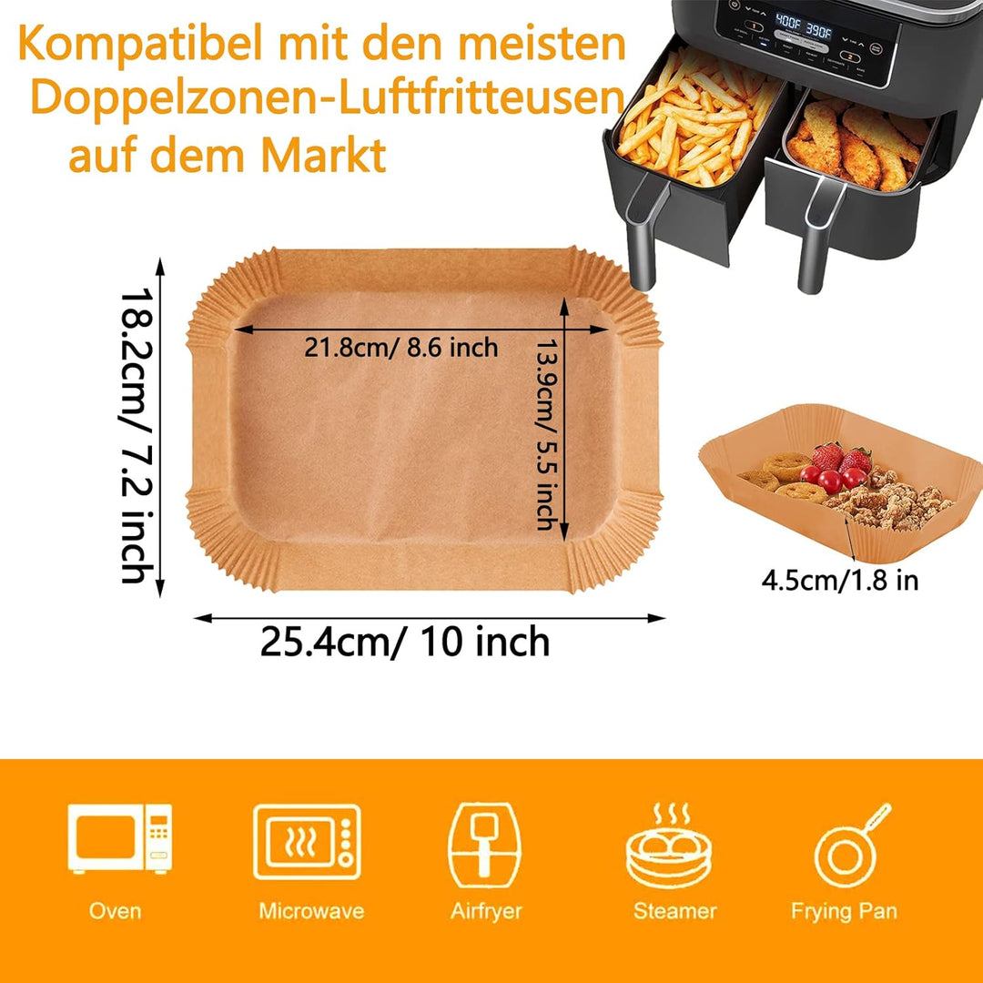 Backpapier für Ninja Heissluftfritteuse, 200 Stück 22cm Airfryer Backpapier für Dual Zone, Air Fryer
