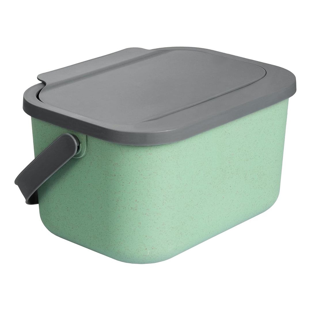Biomülleimer Küche 4,5L Komposteimer, Küchen Mülleimer, Grün/Grau mit Deckel, Bio für Obst und Gemüs