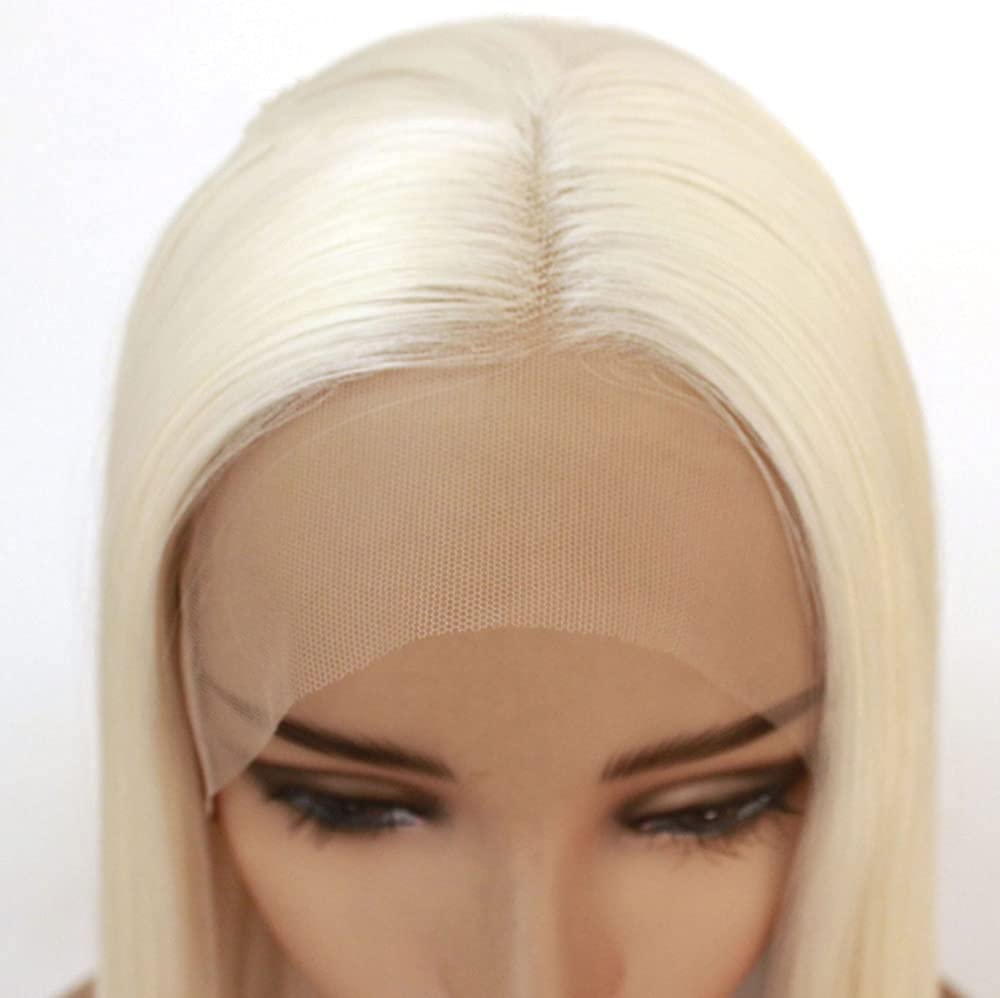 60# Blonde Lace Front Perücke Lange Gerade 13x4 Lace Hitzebeständige Synthetik für Tägliche Cosplay