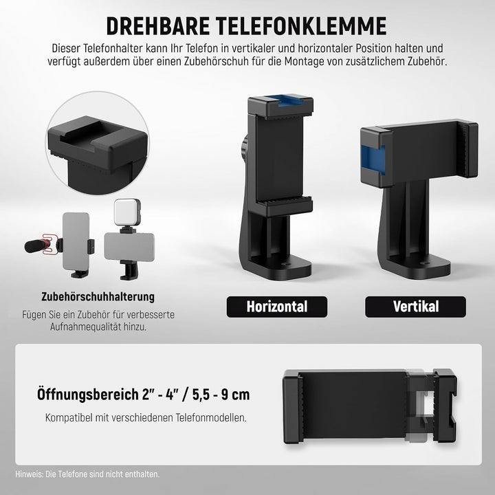 NEEWER Kamera Slider Dolly mit Kugelkopf und Telefonklemme, 4 rädriger Tisch Dolly mit 360° Panorama