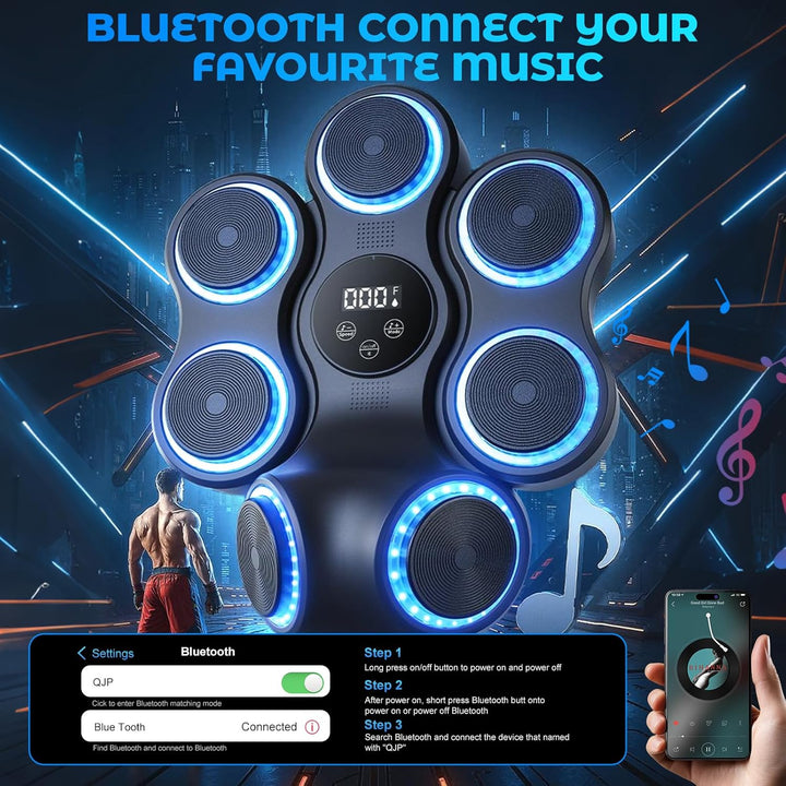 Smart Music Boxing Machine mit LED-Lichtern, Bluetooth Musikboxing Maschine mit 9 Geschwindigkeitsmo