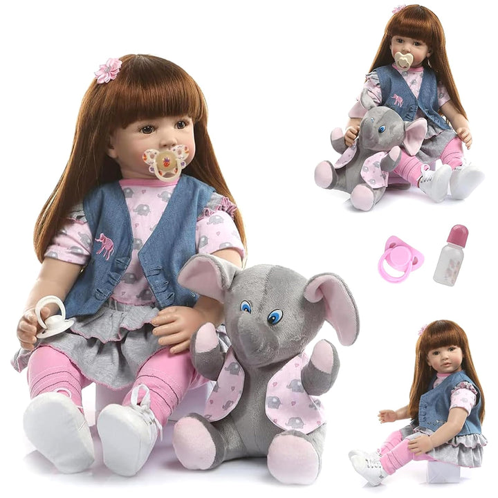 ZIYIUI Reborn Puppen Kleinkind 24 Zoll 60cm Weiches Vinylsilikon Lebensecht Baby Puppe Handgemacht B
