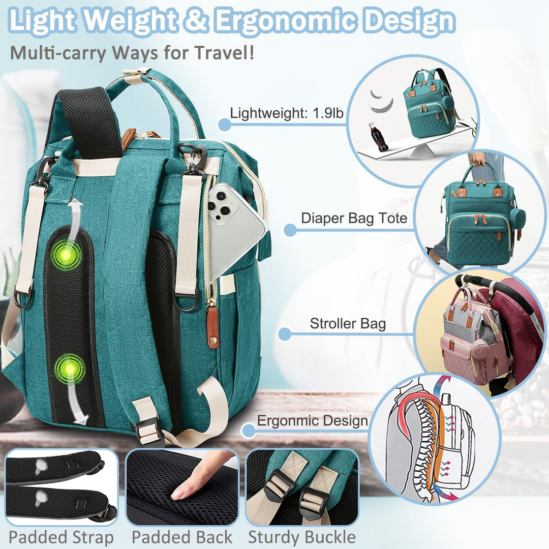 SHITIESHOU Diaper Bag Backpack Baby Bag, Baby Girl Boy Diaper Bag for Dad Mom with Pad, 16 Pockets G