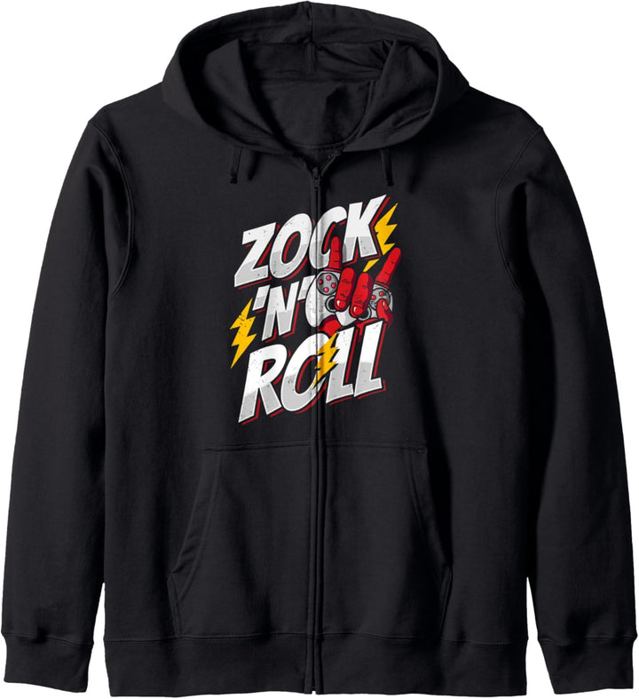 Gamer Zocker Computerspiele fetziges Zock'N'Roll Kapuzenjacke