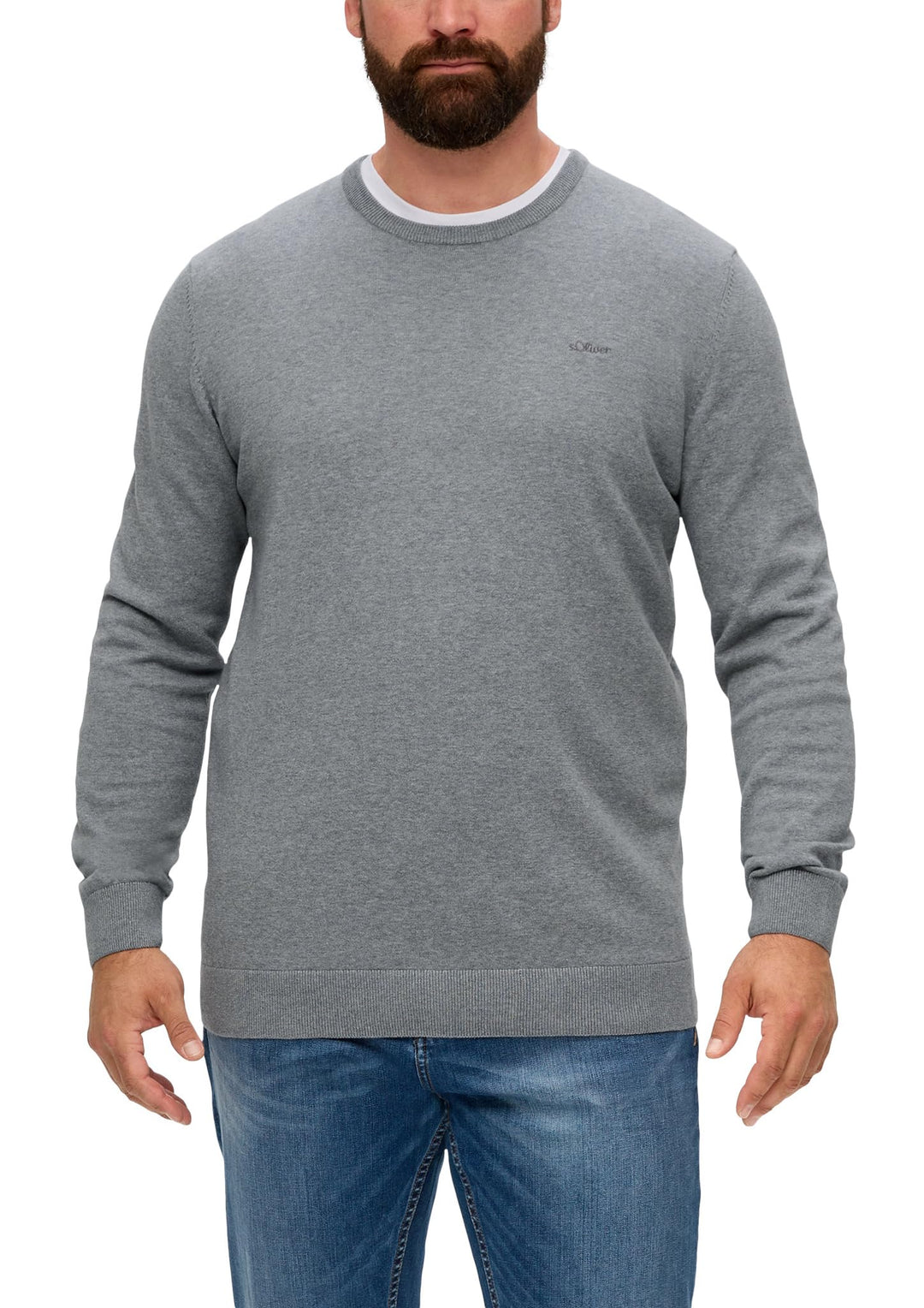 s.Oliver Pullover mit Crew Neck Herren XXL Grau, XXL Grau