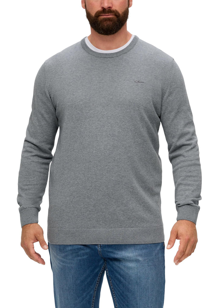 s.Oliver Pullover mit Crew Neck Herren XXL Grau, XXL Grau