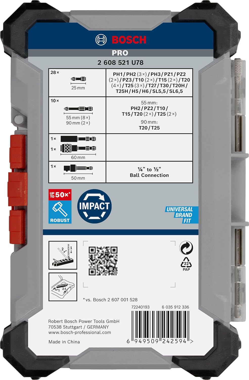 Bosch 41x PRO Impact Set, 41-tlg. (200 x 107 mm, Professional Zubehör Schraubendreher, Schraubendreh