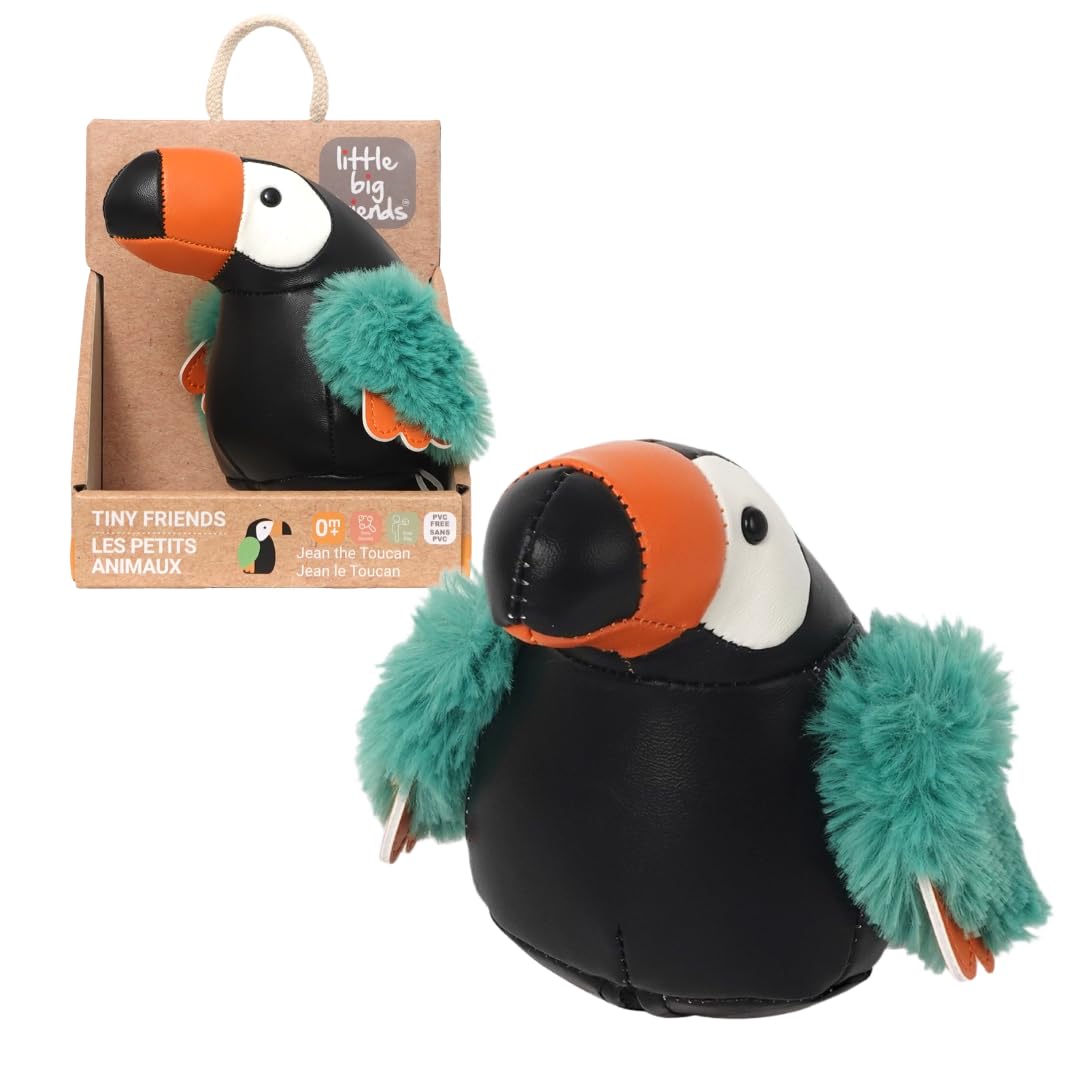 Jean der Toucan – Little Big Friends Plüsch-Rassel | sensorisches Erlebnis-Spielzeug mit weichen Tex