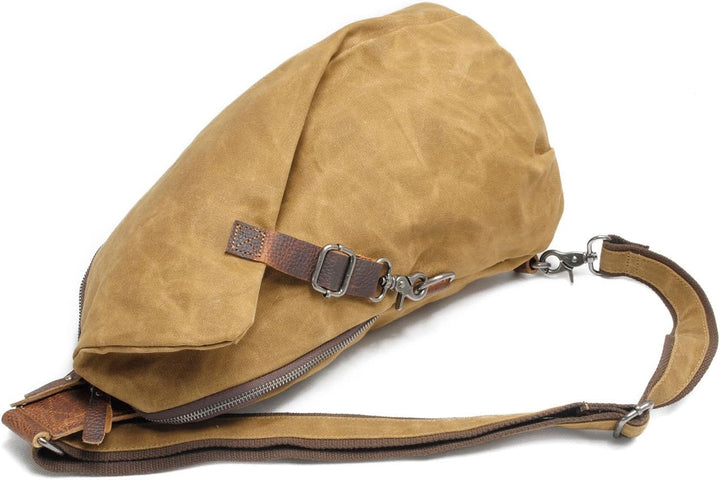 Neuleben Wasserdicht Schulterrucksack aus Canvas Vintage Unisex Herren Klein Sling Rucksack Schulter