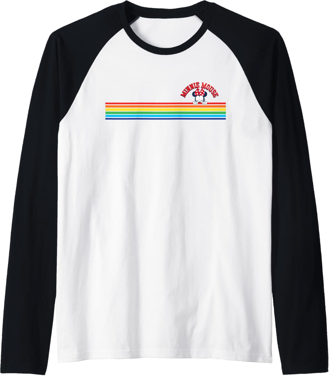 Disney Minnie Mouse Name Rainbow Stripes Raglan