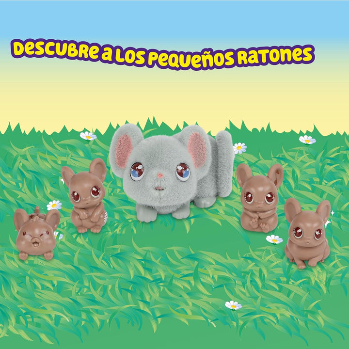 Little Live Pets - Mama Surprise Minis Maus, Plüschmaus mit Geräuschen und Bewegungen, die Babys, in