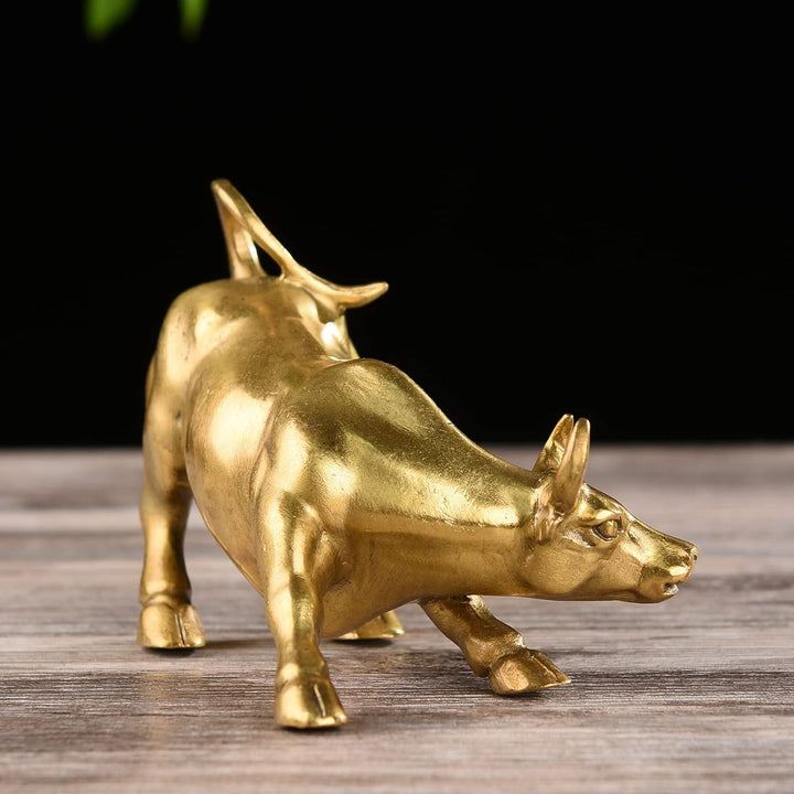 STCREE Messing Wall Street Bull Statue Feng Shui Glückssymbol für Börsenmarkt Home Office Dekoration