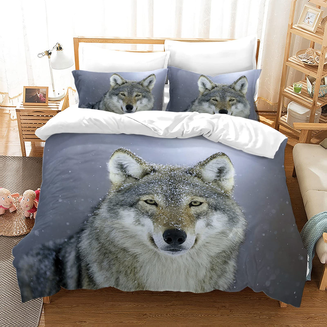 Hoimlm Kinder Bettwäsche 200x200 Wolf Print Mikrofaser Bettbezug Jungen Teens bettwäsche Set Kinder