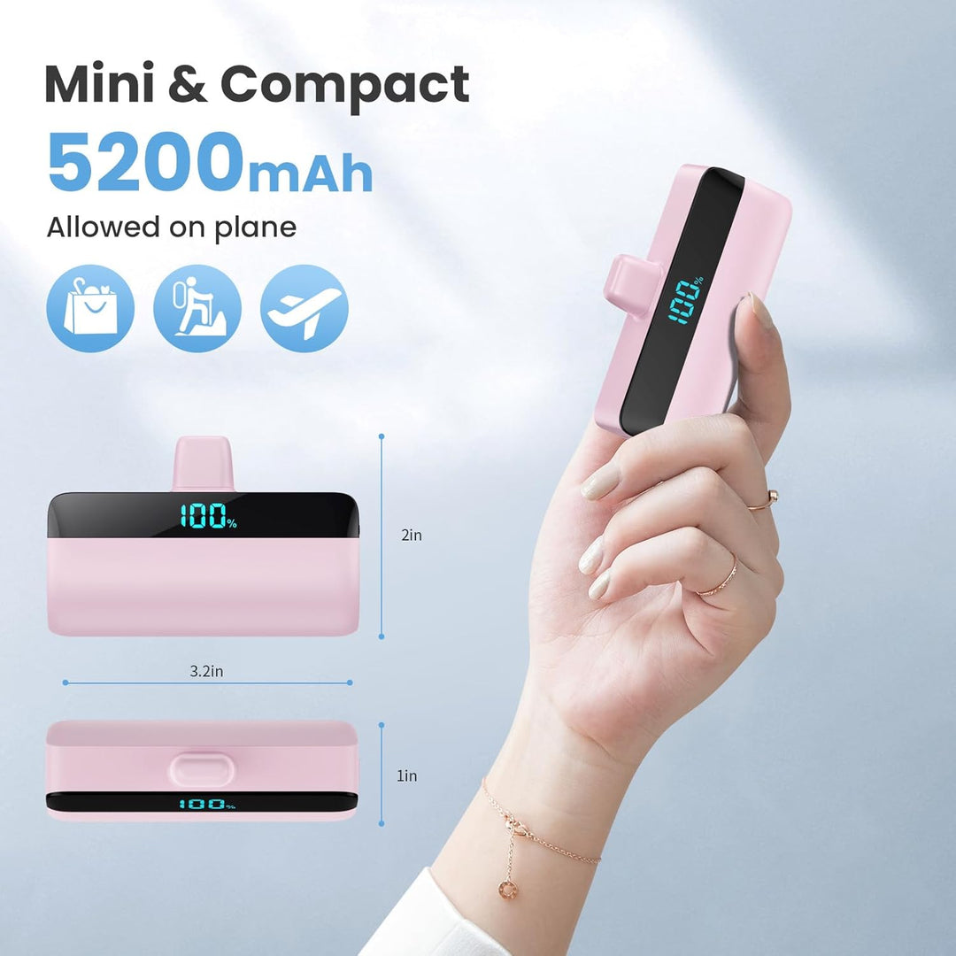 Feob Mini Power Bank 5200mAh für iPhone 15 Serie, PD Schnellladung Powerbank USB C Externer Akku mit