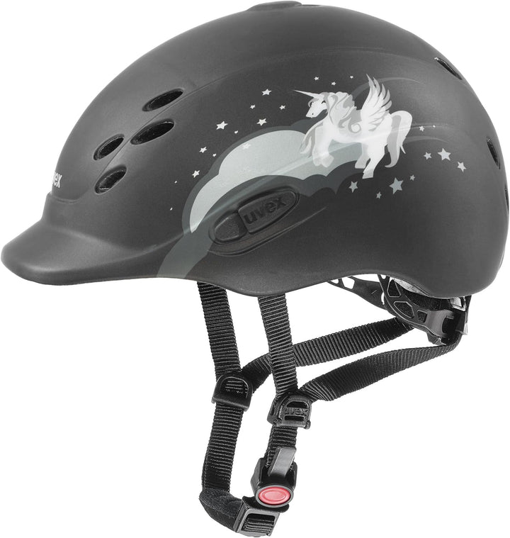uvex Unisex Jugend, onyxx Reithelm, friends II pink mat 49-54 cm unicorn black, 49-54 cm unicorn bla