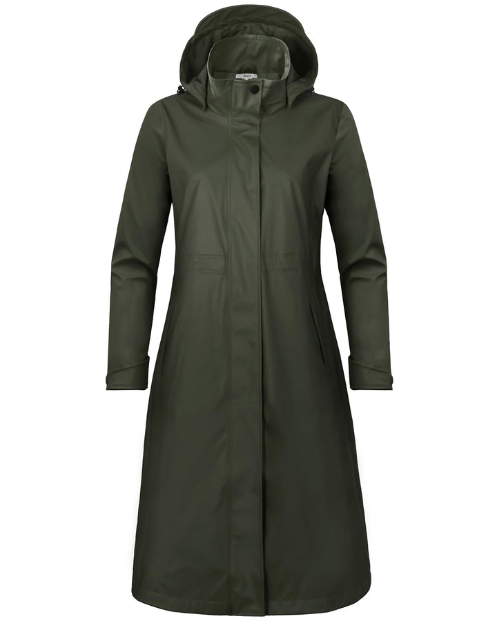 Regenmantel Damen lang Regenparka Damen wasserdicht atmungsaktiv gefütterte Regenjacke Trenchcoat Üb
