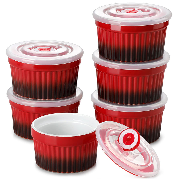 vancasso RAMEKINS 260ml Soufflé Förmchen Set von 6, Ø9,5cm Creme Brulee Schälchen Backofen sicher, P
