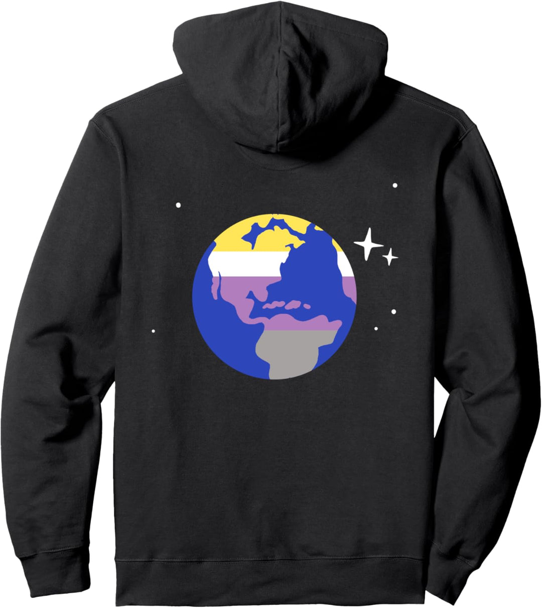 Nicht-binäre Planet Earth LGBTQIA Pride Flagge Weltraum Pullover Hoodie