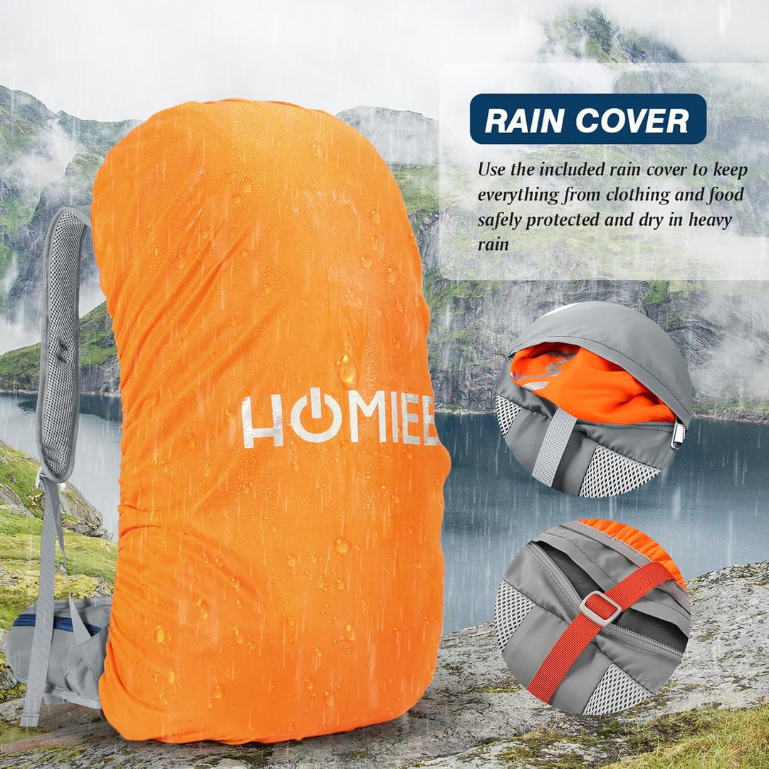 HOMIEE Wanderrucksack 50L, Herren Damen Wasserdichter Trekkingrucksack Reiserucksack Outdoor Wandern