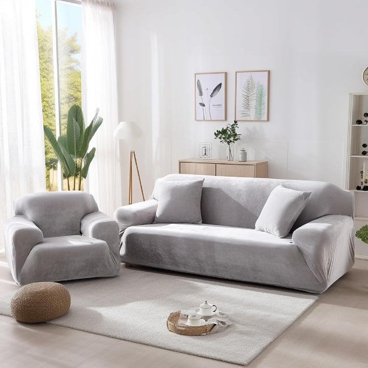 NAKIHOUSE Dicke Samt Sofa Überwürfe Sofabezug mit einem Kissenbezug, Superweicher Elastische Sofa Ab