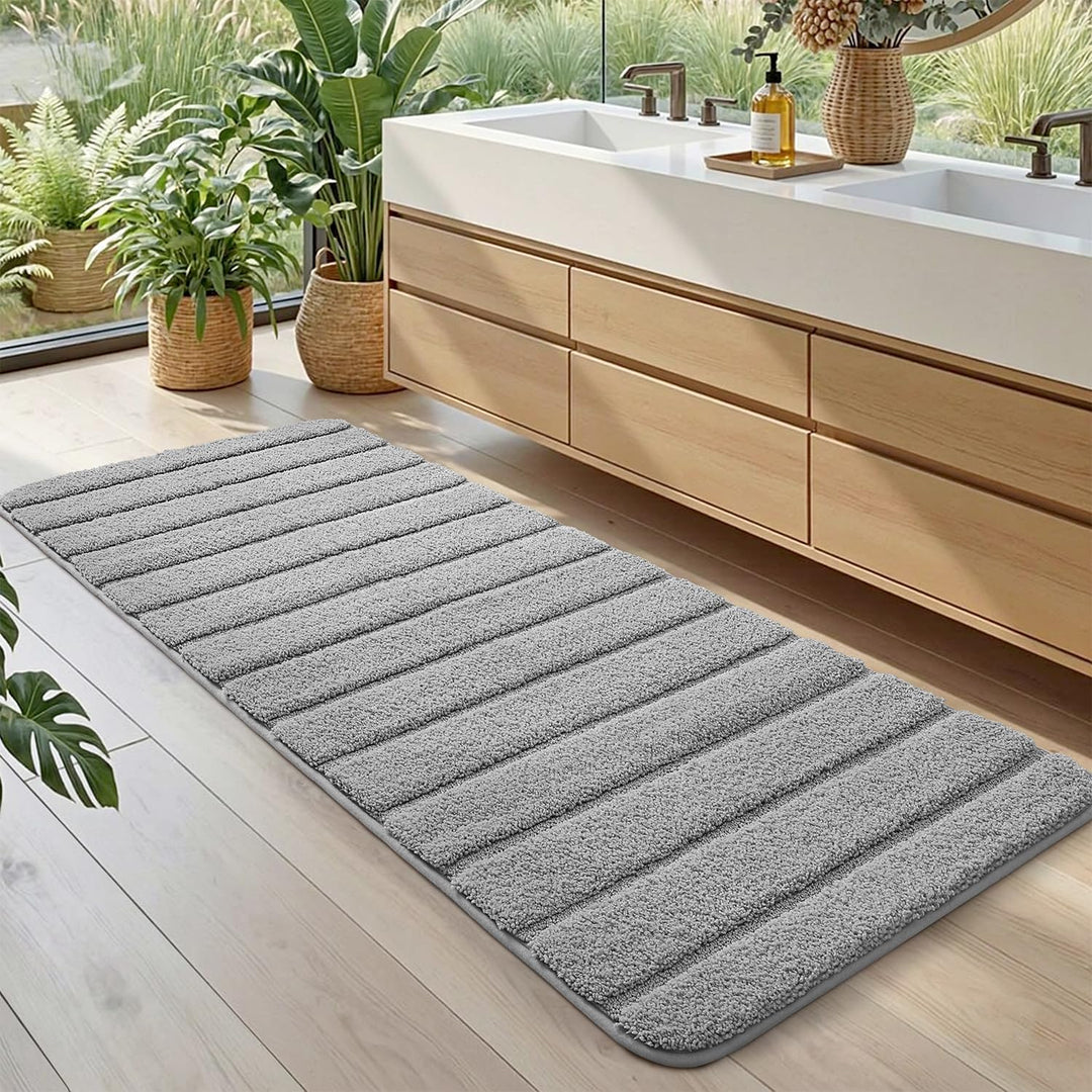 DEXI Badematte rutschfest 60 x 150 cm, Weich Badezimmerteppich Saugfähige Badteppich Waschbar Badvor