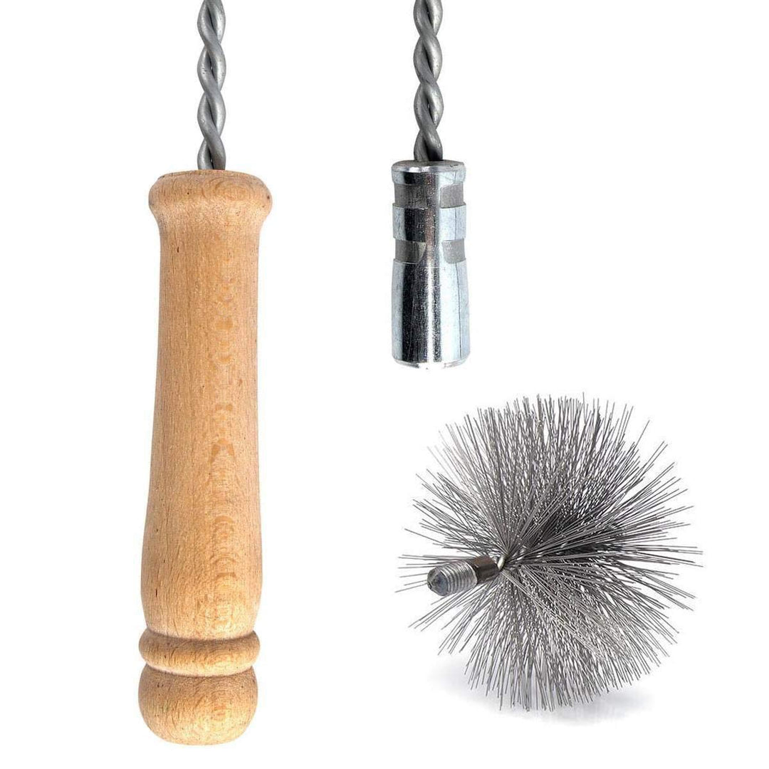 HOLZBRINK Schubstange Kesselstab FLEXIBEL Holzgriff M12 Länge 100cm + 120 mm Heizkesselbürste Kessel