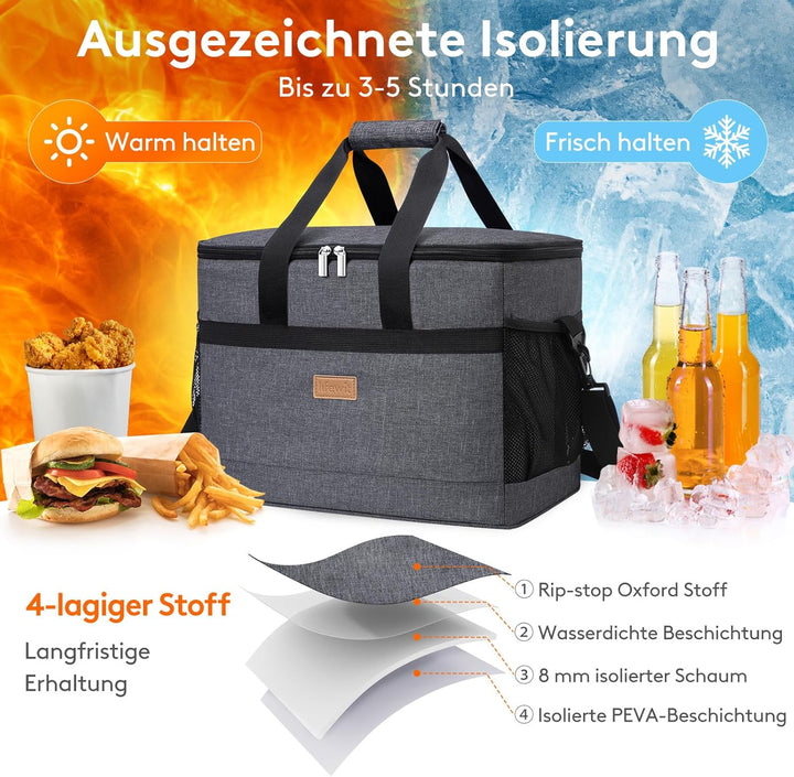 Lifewit 33L Kühltasche Gross faltbar Kühlkorb Kühlbox Isoliertasche Thermotasche Picknicktasche für