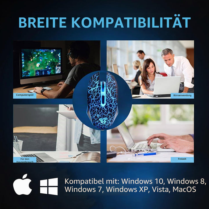 Uiosmuph M2 kabellos wiederaufladbar Gaming Maus Optische geräuschlos Mäuse mit Nano Empfänger 6 Tas