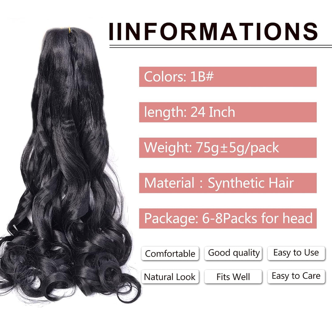 Herkeymidy french curly braiding hair 24 inch Loose Wavy 8 Pack Bouncy Braiding Hair extensions 75g/