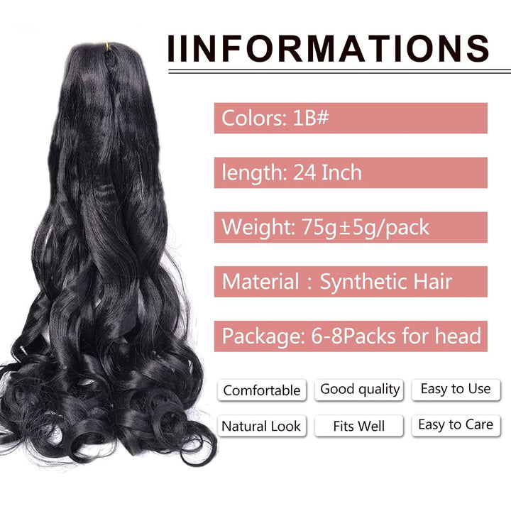 Herkeymidy french curly braiding hair 24 inch Loose Wavy 8 Pack Bouncy Braiding Hair extensions 75g/