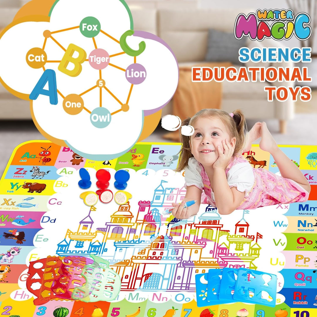 Aqua Wasser Doodle Matte, 120×100cm Aqua Magic Doodle Matte mit Spielzeug Kinderspielzeug ab 1 2 3 J