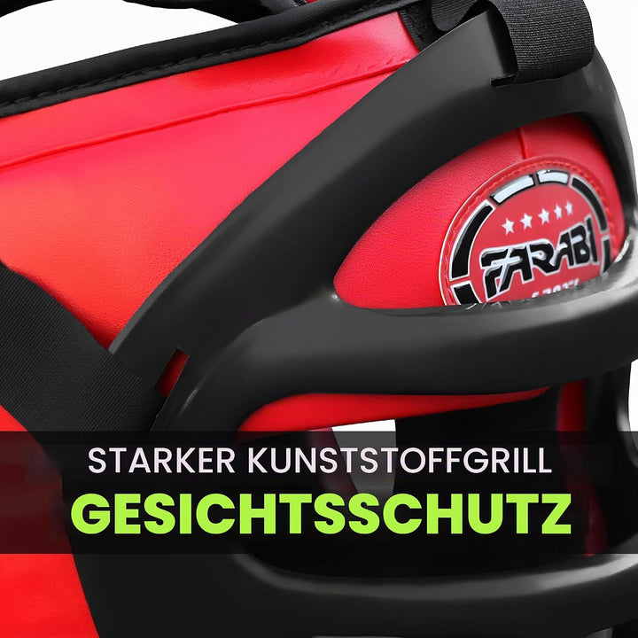 Farabi Sports Kopfschutz Frontbügel Grillschutz Krav MAGA Kickboxen Kopfschutz M Red, M Red
