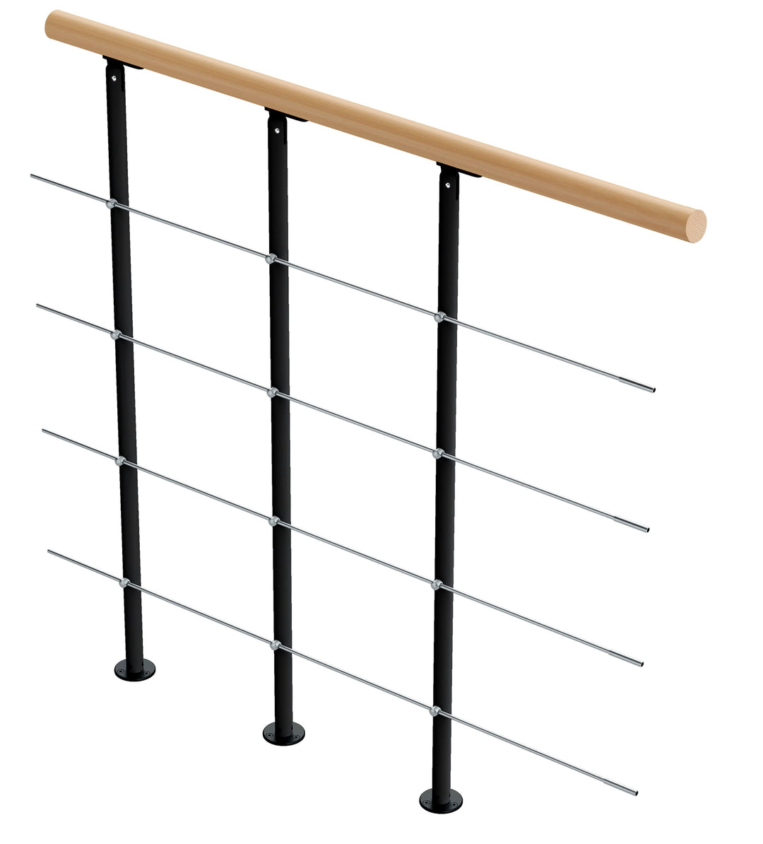 DOLLE Brüstungsgeländer für Mittelholmtreppe Geländer Ergänzungs-Set 1 Meter Handlauf Buche lackiert