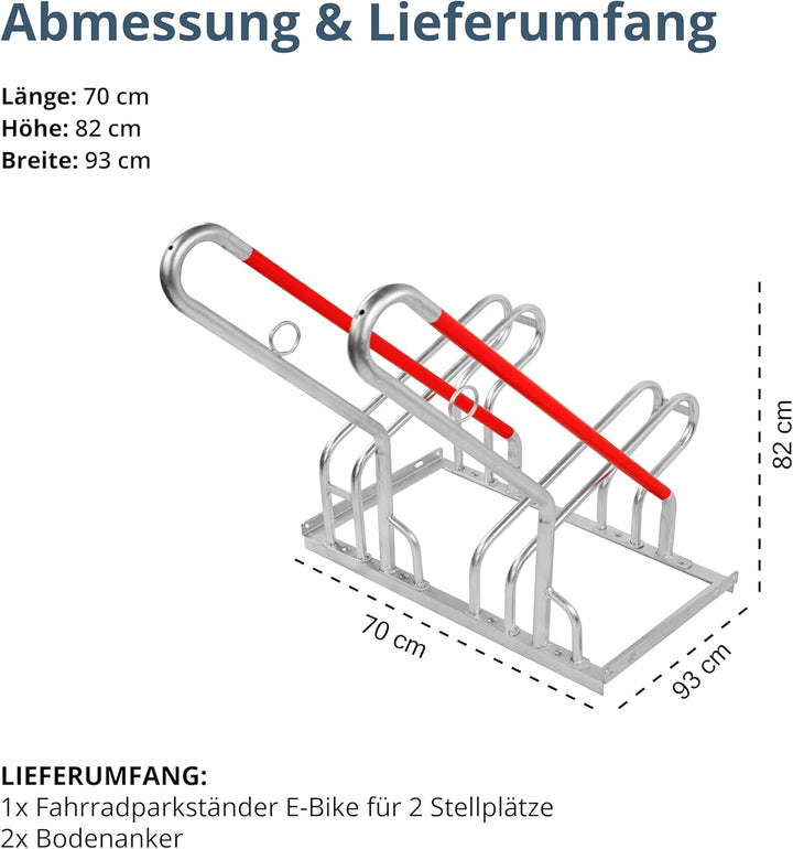 SCHULTE Regalwelt Fahrradparkständer E-Bike, für 2 Stellplätze, ca. 70x82x93 cm (LxHxB), modular, ve