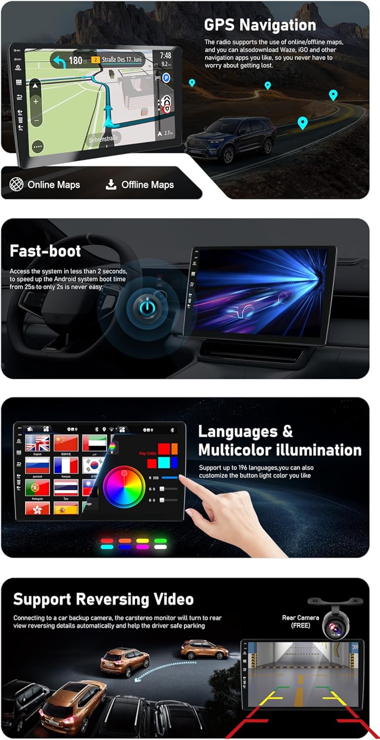 YUNTX Android 12 Autoradio für Benz Smart 453 Fortwo 2014-2020-2 Din-[Integriertes Wireless CarPlay/