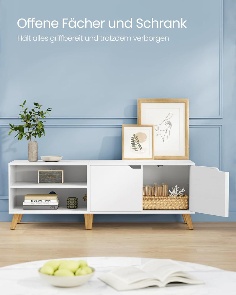 VASAGLE TV-Schrank, Fernsehtisch mit 2 Türen, 140 cm lang, TV-Regal für Fernseher bis zu 60 Zoll, ve