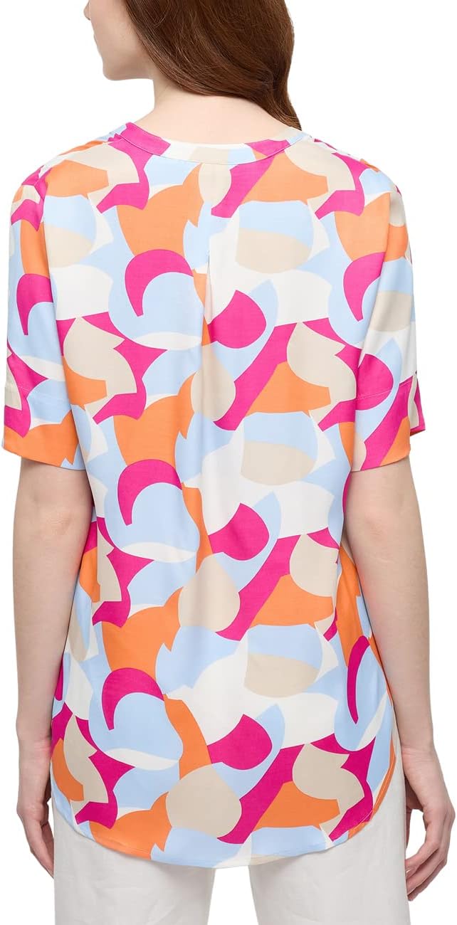 ETERNA Modern Fit Bluse Halbarm Kelchkragen Muster rosa 38, 38