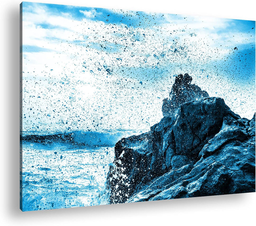 deyoli atemberaubende El Golfo Küste in Spanien Format 100x70 Effekt: Monocrome Blau als Leinwandbil