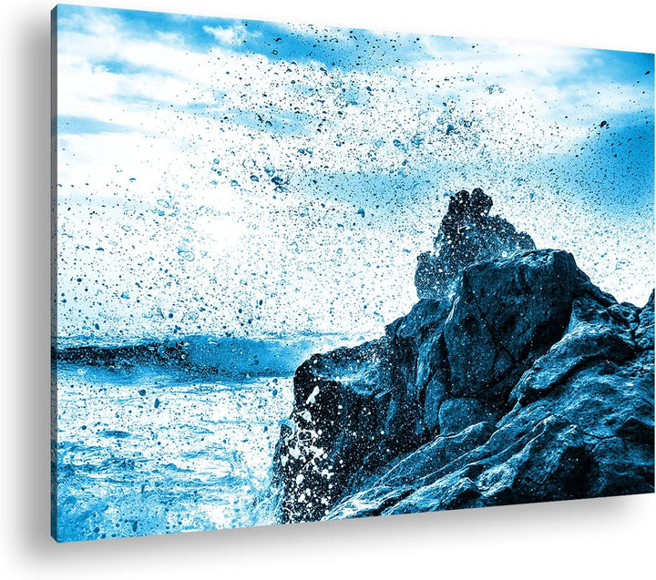 deyoli atemberaubende El Golfo Küste in Spanien Format 100x70 Effekt: Monocrome Blau als Leinwandbil