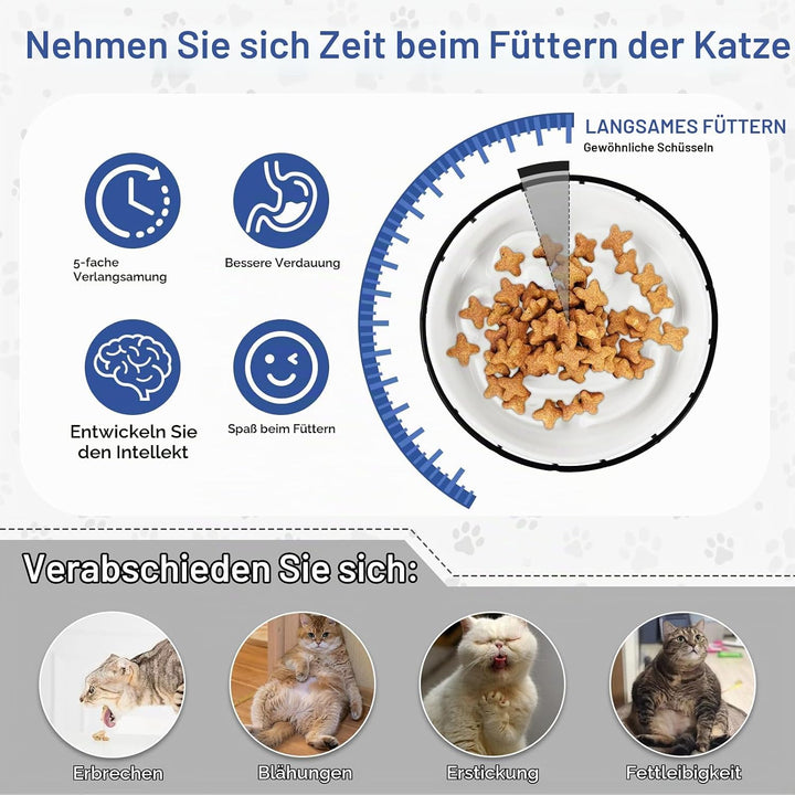 Antischlingnapf für Katzen, katzennapf keramik mit Metallständer, Leicht zu reinigen katzennapf erhö