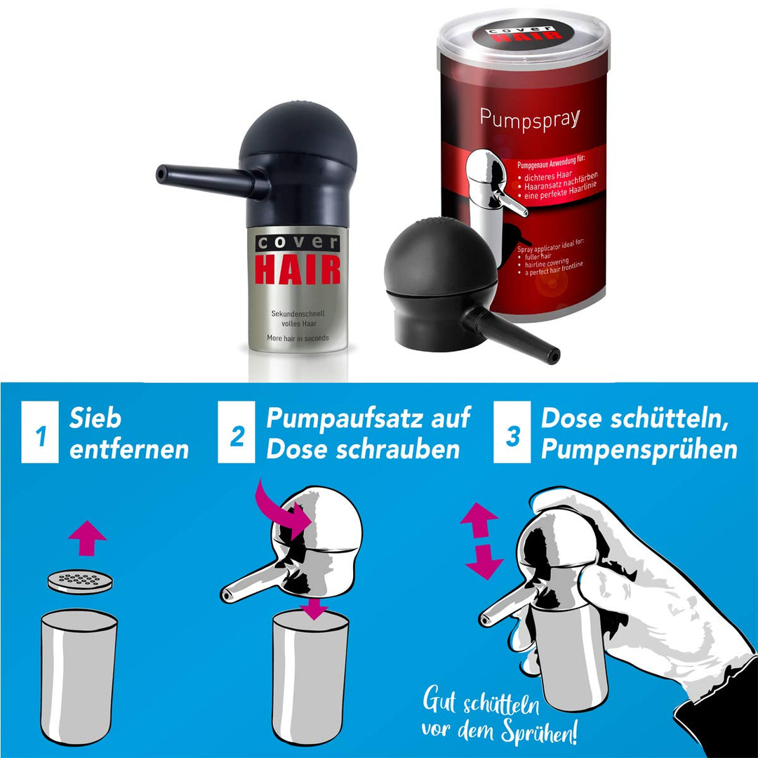 COVER HAIR Pumpsprayaufsatz für Schütthaar & Streuhaar | Geeignet für 14g Dose | Applikator für Schü
