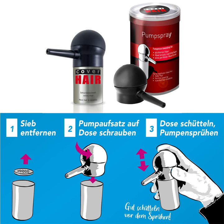 COVER HAIR Pumpsprayaufsatz für Schütthaar & Streuhaar | Geeignet für 14g Dose | Applikator für Schü