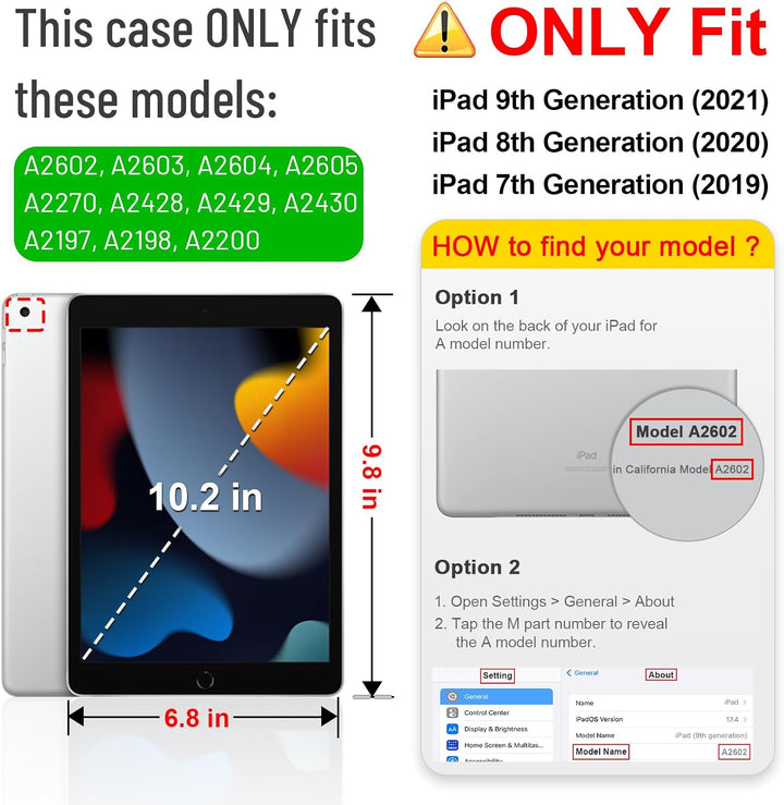 FINTIE Tastatur Hülle für iPad 9 8 7 Generation (2021/2020/2019) 10.2 Zoll, 7-farbig beleuchtete abn