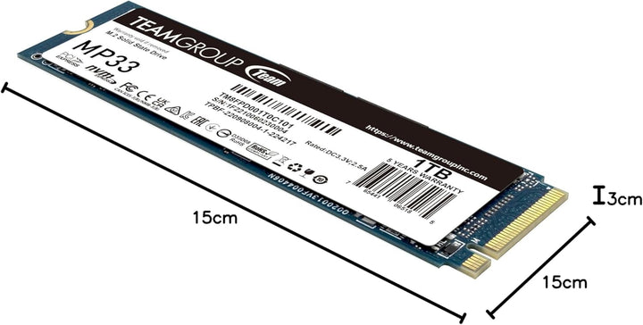 TEAMGROUP MP33 PRO 1TB M.2 PCIe 2280 NVMe 1.3 interne SSD, bis zu 2100 MB/s Gen3x4 Solid State Drive