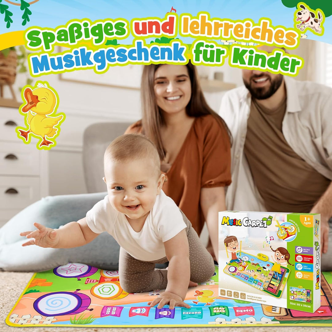 Dromlag 3 in 1 Musikmatte Kinderspielzeug 1 2 3 Jahre, Geschenk 1 Jahr Junge Mädchen 2 3 Jahre Spiel
