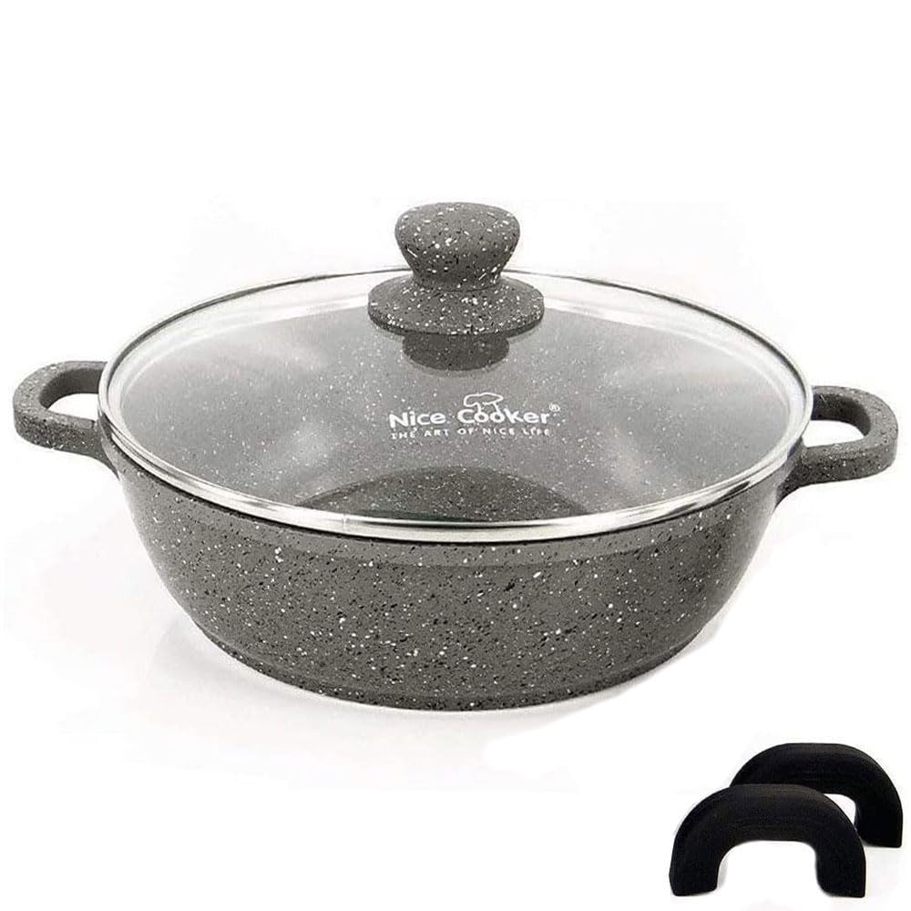 Nice cooker ® Roc-Tec® Serve/Slow Cooker Pfanne - Echte Steinpartikel - Antihaft - Alle Herdarten in