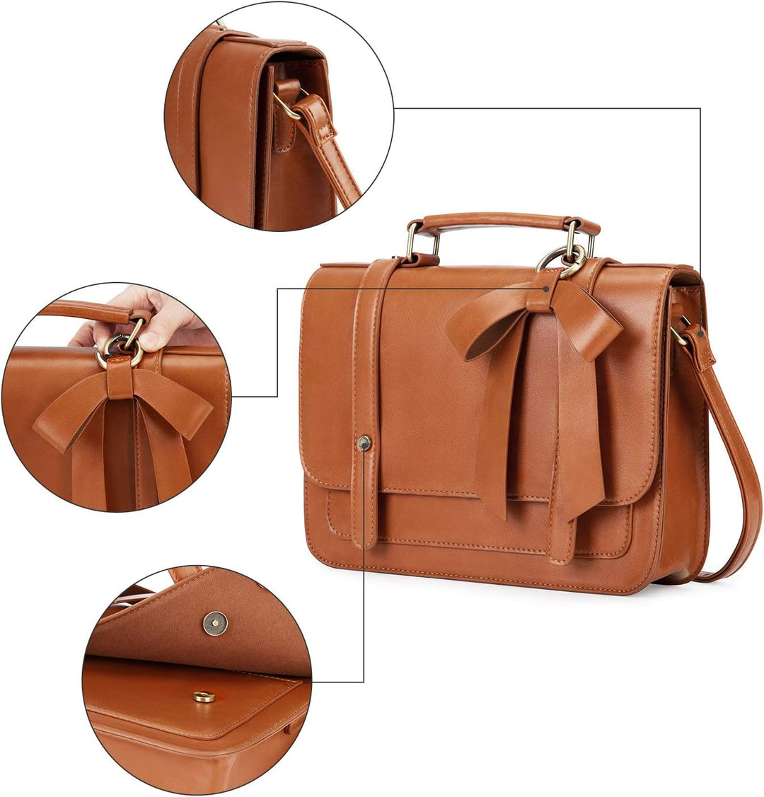 ECOSUSI Umhängetasche Damen Handtasche Kleine Schultertasche mit Abnehmbarer Schleife Crossbody Tasc