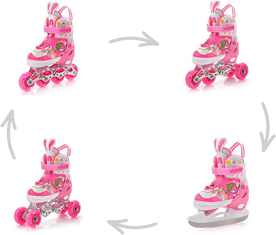 meteor® Inlineskates 4in1 Kinder Inliner Rollschuhe Roller Blades Quad Skates Carbon Kinder Inlinesk