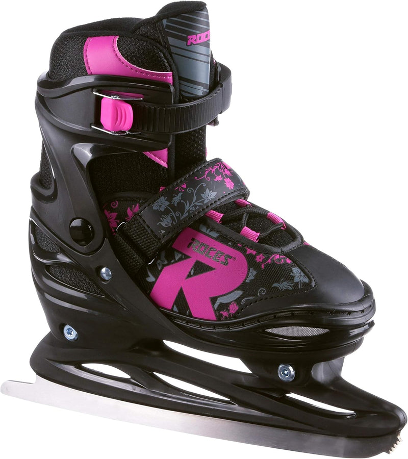 Roces Kinder Jokey Ice 2.0 Girl Verstellbarer Schlittschuh, Black-Fuchsia, 26-29